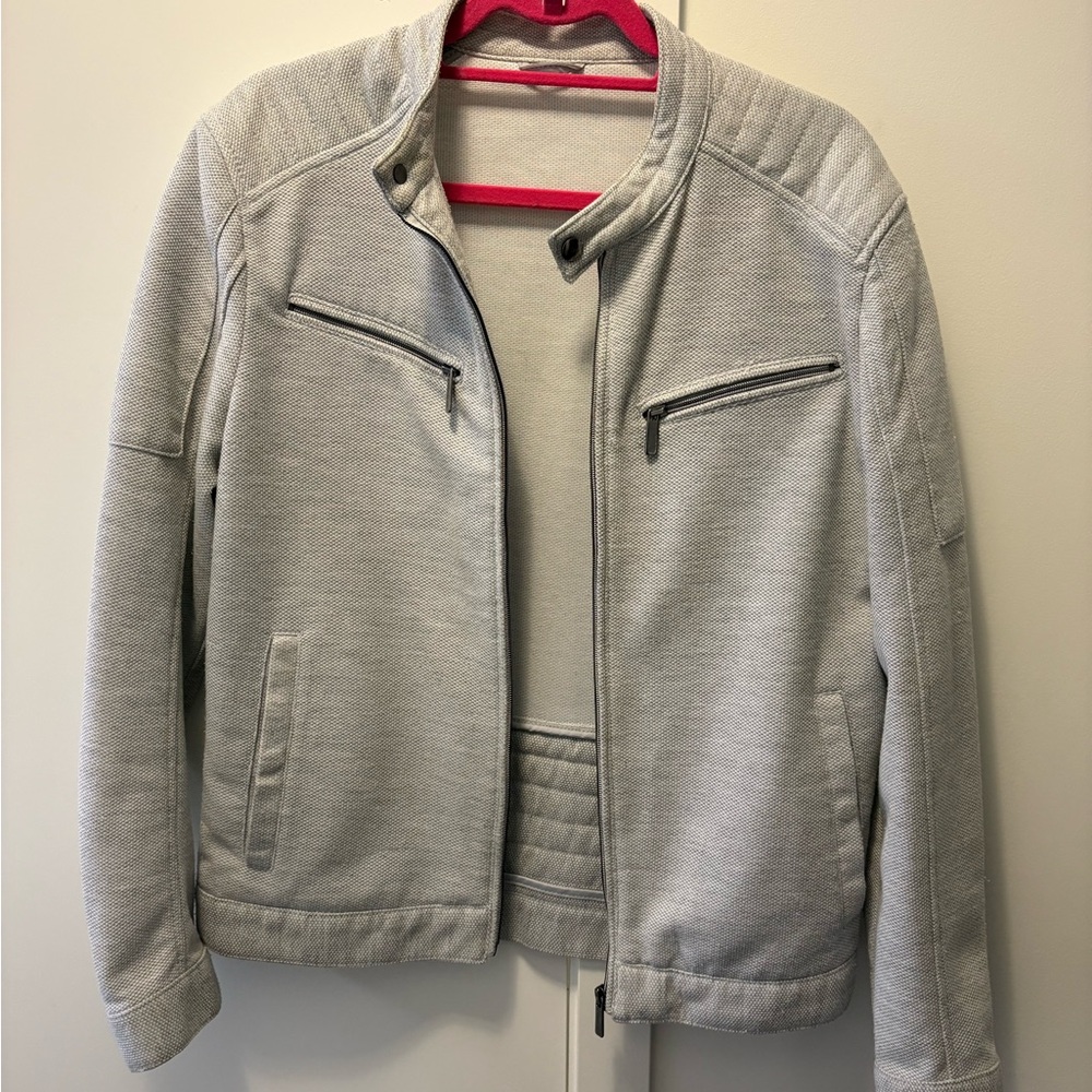 Zara Light Gray Quilted Biker Jacket